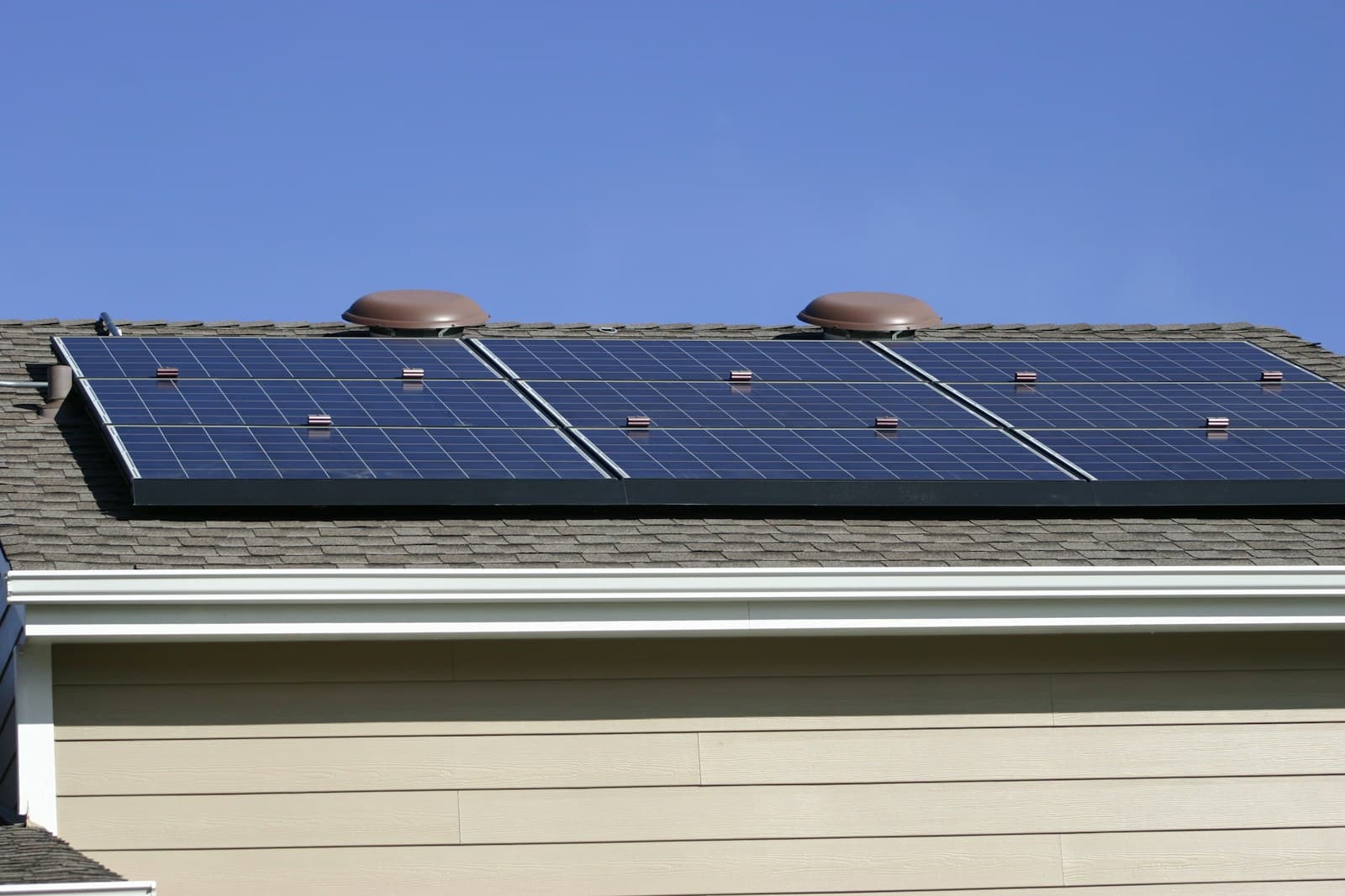 Residential solar panels installed on a sloped roof